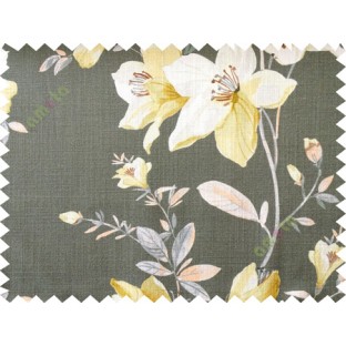 Black orange yellow colourful natural floral cotton main curtain designs