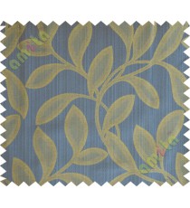 Royal blue yellow leafy polycotton main curtain designs