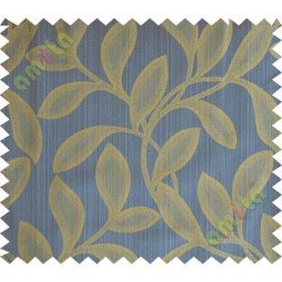 Royal blue yellow leafy polycotton main curtain designs