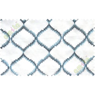 Aqua blue white fench embroidery poly sheer curtain designs