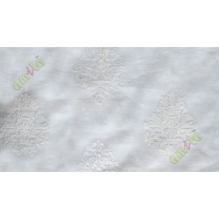 Pure white embroidery motive design poly sheer curtain designs