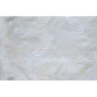 Pure white embroidery tendril leaf poly sheer curtain designs