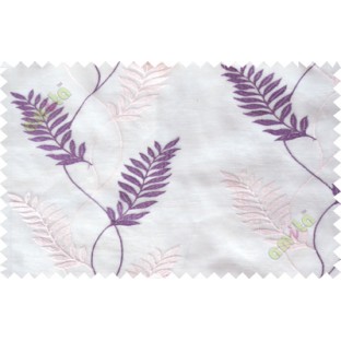 Purple cream embroidery tendril leaf poly sheer curtain designs