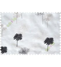 Black and white floral embroidery poly sheer curtain designs