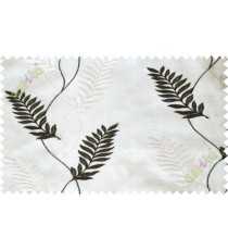 Black and white embroidery tendril leaf poly sheer curtain designs