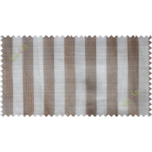 Brown white vertical stripes poly sheer curtain designs
