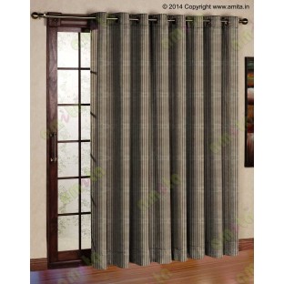 Brown vertical pencil stripes polycotton main curtain designs