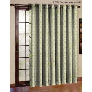 Yellow green leafy design polycotton main curtain designs