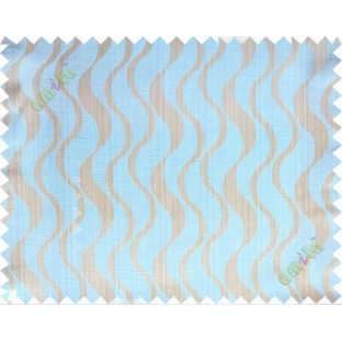 Aqua blue beige vertical wevy polycotton main curtain designs