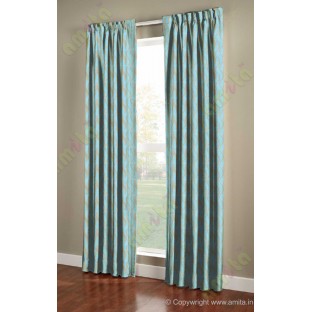 Aqua blue beige vertical wevy polycotton main curtain designs