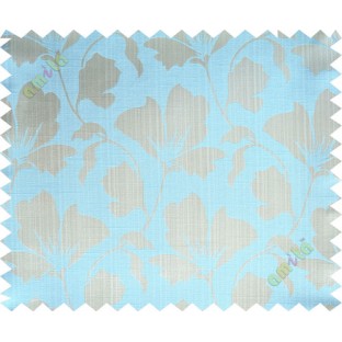 Aqua blue beige floral design polycotton main curtain designs