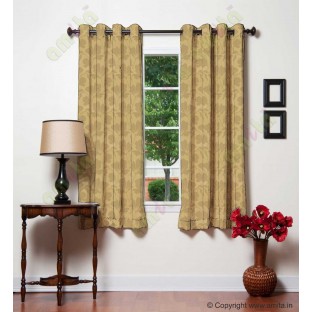 Brown gold floral design polycotton main curtain designs