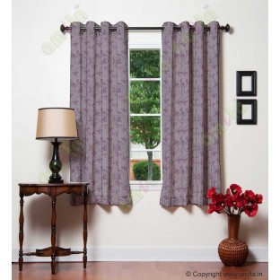 Purple brown botanical design polycotton main curtain designs