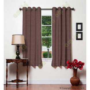 Dark brown vertical pencil stripes polycotton main curtain designs