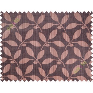 Dark brown leafy design polycotton main curtain designs
