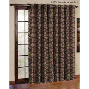 Dark brown floral design polycotton main curtain designs