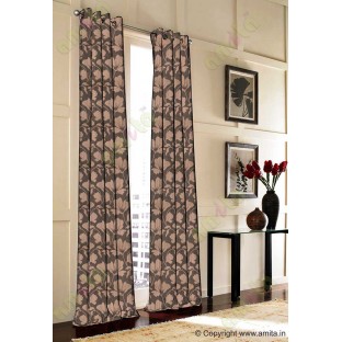 Dark brown floral design polycotton main curtain designs