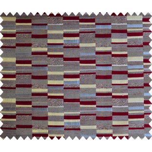 Red gold brown grey broken stripes poly upholestry fabric