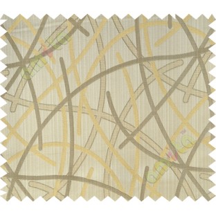 Beige yellow shiny cross lines polycotton main curtain designs