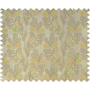 Beige yellow trendy leaf polycotton main curtain designs
