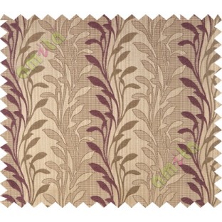 Dark purple brown leafy design polycotton main curtain designs