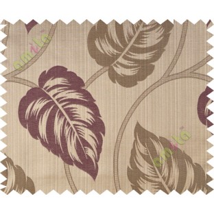 Dark purple brown big leaf polycotton main curtain designs