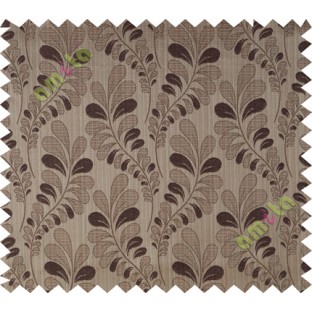 Brown grey trendy leaf polycotton main curtain designs