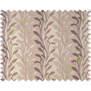 Brown grey leafy design polycotton main curtain designs