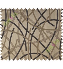 Black brown shiny cross lines polycotton main curtain designs