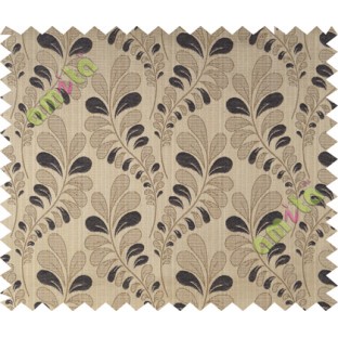 Black brown trendy leaf polycotton main curtain designs