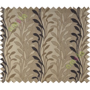 Black brown leafy design polycotton main curtain designs
