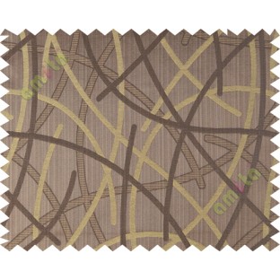 Brown yellow shiny cross lines polycotton main curtain designs