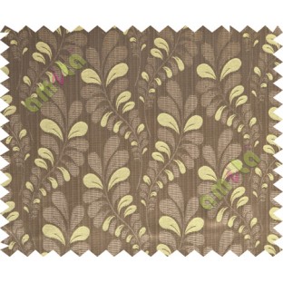 Brown yellow trendy leaf polycotton main curtain designs