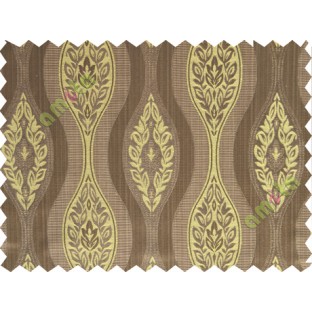 Yellow brown motifs polycotton main curtain designs