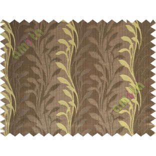 Brown yellow leafy design polycotton main curtain designs