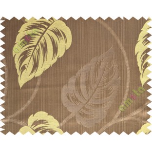 Brown yellow big leaf polycotton main curtain designs