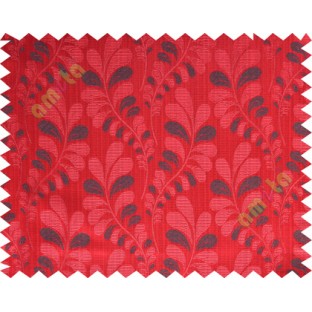 Red black trendy leaf polycotton main curtain designs