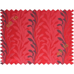 Red black leafy design polycotton main curtain designs