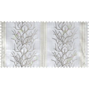 White beige grey colour creepers with vertical stripes poly sheer curtain designs
