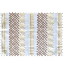 Brown beige green white geometric circles with vertical stripes poly sheer curtain designs