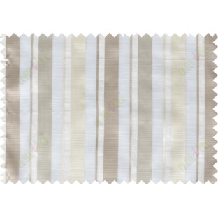 Brown white grey vertical bold stripes poly sheer curtain designs