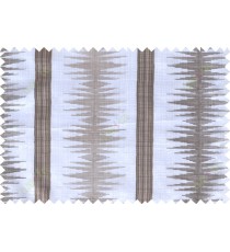 Brown white contemporary vertical ikat pattern poly sheer curtain designs