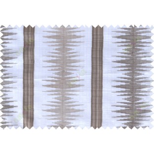 Brown white contemporary vertical ikat pattern poly sheer curtain designs