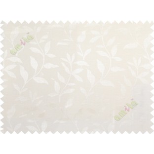 Pure white floral design leafy texture poly main curtain designs