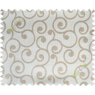 Beige grey color traditional seamless swirl design poly main curtain designs