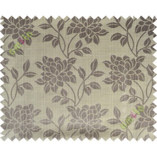 Grey beige beautiful floral leaf design poly main curtain designs