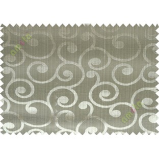 Green grey color traditional seamless swirl design poly main curtain designs