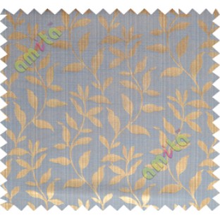 Copper blue floral design leafy texture poly main curtain designs