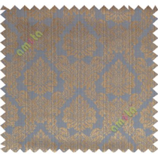 Copper blue traditional damask design poly main curtain designs