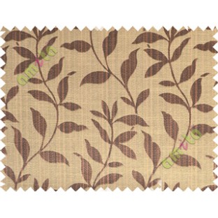Black brown floral design leafy texture poly main curtain designs